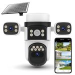 Golens WC22K Solar-E 4G LTE Outdoor Security Camera, 8000mAh Battery Powered, 3-Lens 360° Coverage, PIR Human Detection, 1080P HD, Color Night Vision, Two-Way Audio, Siren Alarm, Waterproof