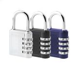 Oblivion Number Locks for Door 3 Pcs – Multicolour 4-Digit Number Combination Anti-Theft Metal Lock for Travel Bag, Luggage, Door, Tool Box, Resettable PIN Number Padlock (Initial Password 0-0-0-0)