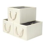 StorageWorks Storage Baskets for Organizing Shelves , Foldable Fabric Storage Bins with Handles, Beige, White & Ivory, 3-Pack, 11 ½" L x 8 ¾" W x 6 ½" H