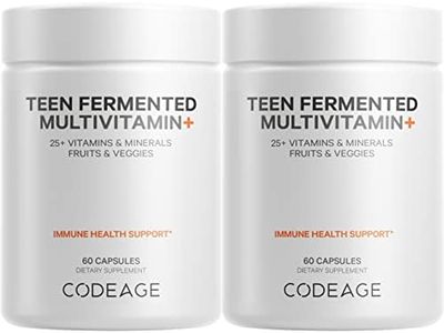 Codeage Daily Teen Multivitamin - Organic Whole Foods - Probiotic Fermented Vitamins - Enzymes, Minerals for Teenage Boys & Girls - Vegan, Non-GMO, Gluten Free Supplement for Active Kids - 2 Pack