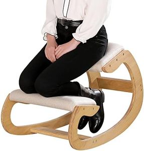Predawn Ergonomic Kneeling Chair – Rocking Posture Chair for Home Office & Meditation | Wooden Frame & Linen Cushion | Back & Neck Pain Relief | Modern Design (White Oak)