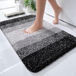 OLANLY Luxury Microfiber Bath Mat, Extra Soft and Absorbent Bathroom Mat, Non-Slip Plush Shaggy Bathroom Rug, Machine Wash Dry, Bath Rugs for Bathroom Floor, Tub and Shower, 16x24, Black