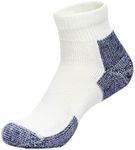 Thorlos Mens Running Thick Padded Ankle - Low Cut Socks JMX, White/Navy, X-Large (Shoe Size 13-15)