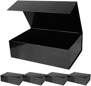 5 Pack Black Magnetic Gift Boxes with Lids 13.8x9x4.3 in, Large Bridesmaid Groomsman Proposal Box, Rectangle Collapsible Box for Graduation Wedding Storage