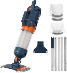 Cordless Heave Duty Pool Vacuum-True Powerful Suction 16.8 GPM, 60M Run-time, 25µm Ultra Fine Mesh Filter, Handheld Rechargeable Hot Tub Cleaner with Poles for Above Ground&Inground Pool
