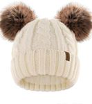 FURTALK Toddler Girls Boys Winter Hat Kids Pom Pom Beanie Hats Baby Faux Fur Pom Beanies Warm Soft Toddler Hats