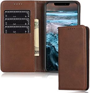 FROLAN for iPhone 12/12 Pro Wallet Case with Card Holder, Premium PU Leather Credit Slot Flip Folio Book Drop Protection Shockproof Phone Cover for iPhone 12/12 Pro 6.1 Inch - Dark Brown