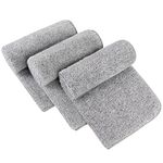 Sinland Nano Hand Towel Bamboo Charcoal Bath Towels for Bathroom, Gym, Hotel 16Inch x 31Inch 3 Pack Light Grey