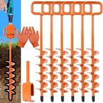 15In Tent Stakes for 2023, Anchors Ground, 1PCS Tent Stakes Heavy Duty Adapter, for Ground Anchors Heavy Duty for High Winds, Screw in Tent Stakes, Mobile Home Anchors, Orange (Size : 6PCS)