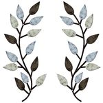 Zhengmy 2 Pieces Metal Tree Leaf Wall Decor Vine Olive Branch Leaf Wall Art Living Room, Hallway Wall Decor Outdoor Decoration(Pastel Colors)