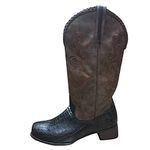 Ladies Wide Calf Cowgirl Cowboy Boots for Women Square Toe Western Country Shoes (E11-Black,5.5)