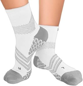 TechWare Pro Plantar Fasciitis Socks – Therapy Grade Cushion Ankle Compression Socks Women & Men. Ankle Brace & Arch Support (Wht/Gry XLarge)