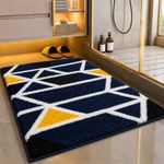 Roseate Mosaic Super Soft (40x60 cm) Microfibre 2000 GSM Bath Mat Super Absorbent Anti-Skid Door Mats for Home/Bathroom Mat/Bedroom/Kitchen/Floor Mat (Blue) Pack of 1