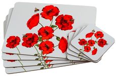 LP Set Of 4 Poppy Dinner Place Mats And Coasters