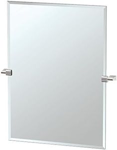 Gatco 4389S Bleu Rectangle Wall Mirror, Satin Nickel, 31.5-inch