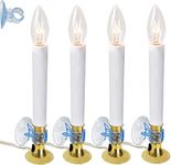 Christmas Window Candles with Sensor Dusk to Dawn Electric Candle Lamp Plug in, Includes Suction Cup Holder & Extra Bulb by 4E's Novelty (4 Pack)