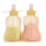 haakaa Reusable Pouch Baby Food,Refillable Squeeze Pouch,Baby Food Storage for Babies/Toddlers/Kids,BPA-Free,2 Pack 4 oz, Banana，6M+