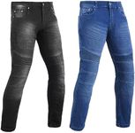 ADS SPORTS Men Slim Fit Motorbike Riding Jeans Aramid CE Armour Protected Motorcycle Stretch Denim Trouser Fully Protective Lining Fibre (UK, Waist & Inseam, 36, 32, Blue)