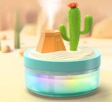 Mini Humidifier for Bedroom, Ultrasonic Cool Mist USB Powered Cute Plant & Landscape Small Air Humidifier. Portable Bedroom Desk Plants & Baby Nursery. Home Decor. Silent & Auto Shut-Off (Cactus)