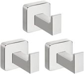NearMoon Bath Towel Hooks -SUS304 Stainless Steel Square Clothes Robe Hooks Hanger, Heavy Duty Coat Hooks for Bathroom Livingroom Hotel Kitchen Garage, Wall Mounted - 3 Pack (Chrome Finish)