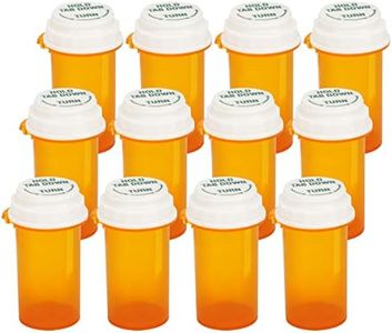 Prescription Reversible Thumb Tab Vials, Medicine Container, Pill Bottle, Prescription Pharmacy Vials Reversible Cap with Animal Pet Resistant (not Child Resistant) Open (10 Dram, 12pcs)