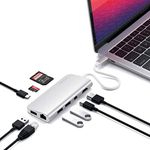 Satechi Aluminum Type-C Multimedia Adapter with 4K HDMI, Mini DP, USB-C PD, Gigabit Ethernet, USB 3.0, Micro/SD Card Slots - Compatible with 2020/2018 MacBook Air, 2020/2019 MacBook Pro (Silver)