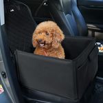 pecute Dog Car Seat Extra Stable 43x43x75cm, Dog Booster Seat, Waterproof Pet Car Seat Non-Slip, Back & Front Seat Protector Scratch Proof, Suitable for Small Medium Dogs with Safety Belt (Black)