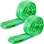 4 Ft Green Polyester Endless Round Sling Polyester Heavy Duty Poly Hoist Straps for Rigging Towing and Lifting Cargo, 5,300 Lbs Vertical Capacity, 4,240 Lbs Choker, 10,600 Lbs Basket (2 Pcs)