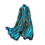 Trillion London® Spring Collection | Blue Floral Silk Neck Scarf For Women | Ladies Lightweight Scarves | Shawl Wraps | Suitable for Daily Life, Gifting | Smooth Soft Finish | Size - 180cm*90cm