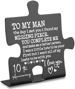 10 Year Anniversary Plaques Gifts for Men Husband, Men 10th Anniversary Plaques Gifts form Wife, Happy 10th Anniversary Marriage Gifts for Husband Men Desk Decor Sign YP218