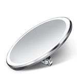 simplehuman ST3039 10cm Sensor Mirror Compact, Light Up Makeup Magnifying Mirror, 3X Magnification, Tru-Lux Light System, Ring Handle, 3 Brightness Settings, Rechargeable, Brushed Stainless Steel