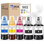 Printers Jack Compatible 590ml 502 T502 Refill Ink Bottles Replacement for ET-2750 ET-3750 ET-4750 ET-2760 ET-3760 ET-4760 ET-2700 ET-3700 ET-3710 ET-15000 ST-2000 ST-3000 ST-4000 Printer
