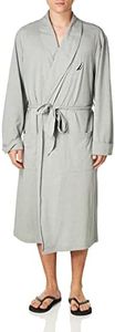 Nautica Men's Knit Robe, Grey Heather, Small-Medium