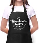 Moanlor Art Funny Aprons for Grandma Women-Grandma's Kitchen Adjustable Apron with Pockets for Cooking,Birthday,Mother's Day,Christmas Gifts for Grandma Mom, Balck, 27.5 W x 31.5