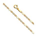 14k Tri Color Gold Solid 2mm Flat Valentino Star Diamond Cut Chain Necklace with Spring Ring Clasp - 16"