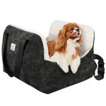 Pawaboo Small Dog Car Seat -Extra Soft- Dog Bed Car Seat for Small Dogs, Puppy Seat for Car with Fixed Buckle and Safety Leash, Thickened Dog Bed Car Seat, Pet Travel Carrier Bed Up to 25lbs, Black