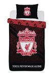 Liverpool F.C. Football Duvet Cover Sets Bedding Single or Double Bed Set with Pillowcase LFC Mesh Football Gifts for Boys (Single), Red/Black