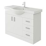 VeeBath Linx Bathroom Vanity Basin Sink Cabinet Unit High Gloss White Soft Close Door Hinges Storage Furniture - 1050mm