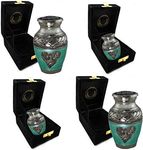 Green Loving Angel Wings Cremation Urn for Ashes for Women - Personalized Cremation Urns for Human Ashes Adult Female Decorative Urns - Beautifully Handcrafted Set of 4 Small Urn for Ashes for Women