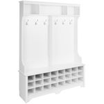 Prepac WSOG-0013-1 60" Wide Hall Tree with 24 Shoe Cubbies, White