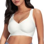 WANAFREE Wireless Bras Seamless Bralettes for Women Full Coverage Padded Smooth Bra(White,4X-Large)