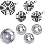 W10196405 W10196406 Chrome Drip Pans Kit MP22YA Electric Range Burner Element MP15YA(6") MP21YA(8") by Blutoget -Fit for Whirlpool Ken-more May-tag Electric Range Stove for 3 Small Burners and 1 Large