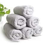 HEELIUM Bamboo Hand Towel | Ultra Absorbent & Anti-Bacterial | 3X Softer Than Cotton Towels | 65 X 40 cm - 600 GSM | Pack of 6 - Light Grey