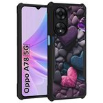 COBERTA Rubber Slim Shockproof 360 Degree Protection Design Back Cover Case For Oppo A78 5G|(Dark Color Hearts Confetti Love),Multicolor