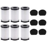 DingGreat 6 HEPA Filters + 6 Sponge Filters for MOOSOO D600 D601 Replacement HEPA Filter Compatible for Ariete Handy Force 2761 and 2759 Vacuum Cleaners