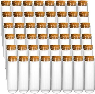 Frcctre 48 Pack 45ml Glass Test Tubes with Cork Stoppers, 25x140mm Clear Round Bottom Glass Test Tubes for Scientific Experiments, Bath Salt and Candy Storage, Plant Propagation Container