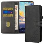 COTDINFOR Compatible with Motorola Moto G Pure Wallet Case, Moto G Pure Case with Card Holder Leather Flip Case with Kickstand Magnetic Closure Case for Moto G Pure Retro Black HX