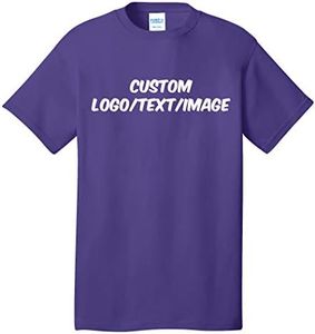 INK STITCH Unisex PC54 Custom Design Your Own Cotton Short Sleeve Tshirts - Purple (3XL)