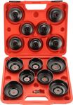 DASBET 15PCS Oil Filter Cap Type Socket Wrench Universal Tool Set with 3/8 Inch Drive