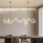 LightInTheBox Gold Chandelier Modern LED Linear Chandelier Nordic Creative Line Pendant Light Fixture for Dining Room Kitchen Island Living Room